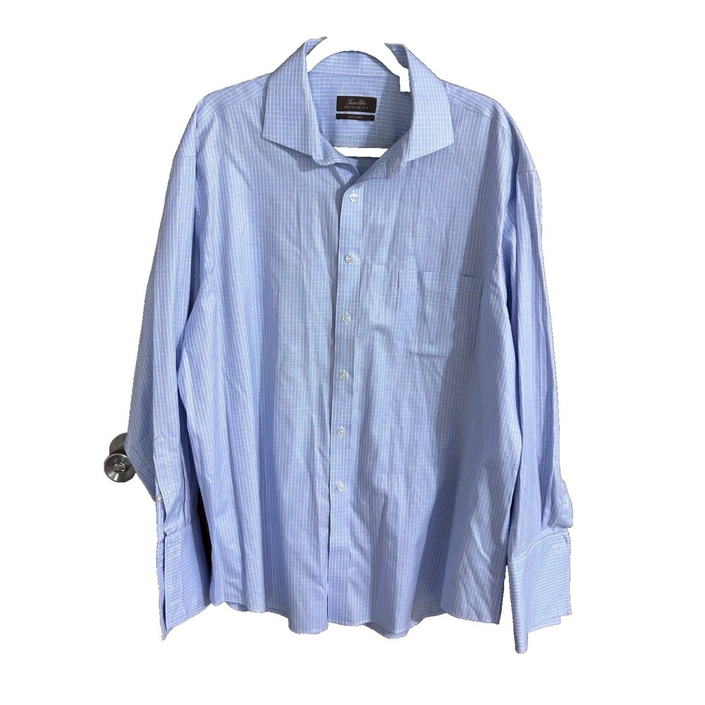 Tasso Elba Men's sz XXL 18 34/35 Regular Fit Non Iron French Cuff